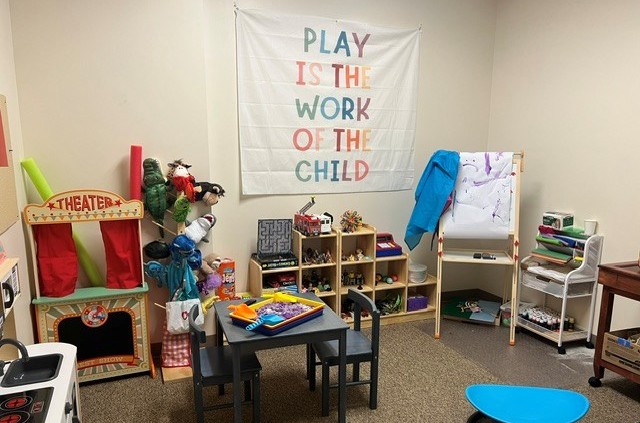 Play Therapy room at JCS Owings Mills filled with toys, crafts, puppets and more.